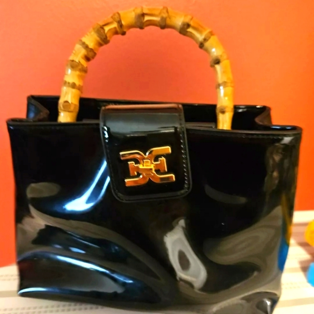 Beautiful little black patent leather purse.